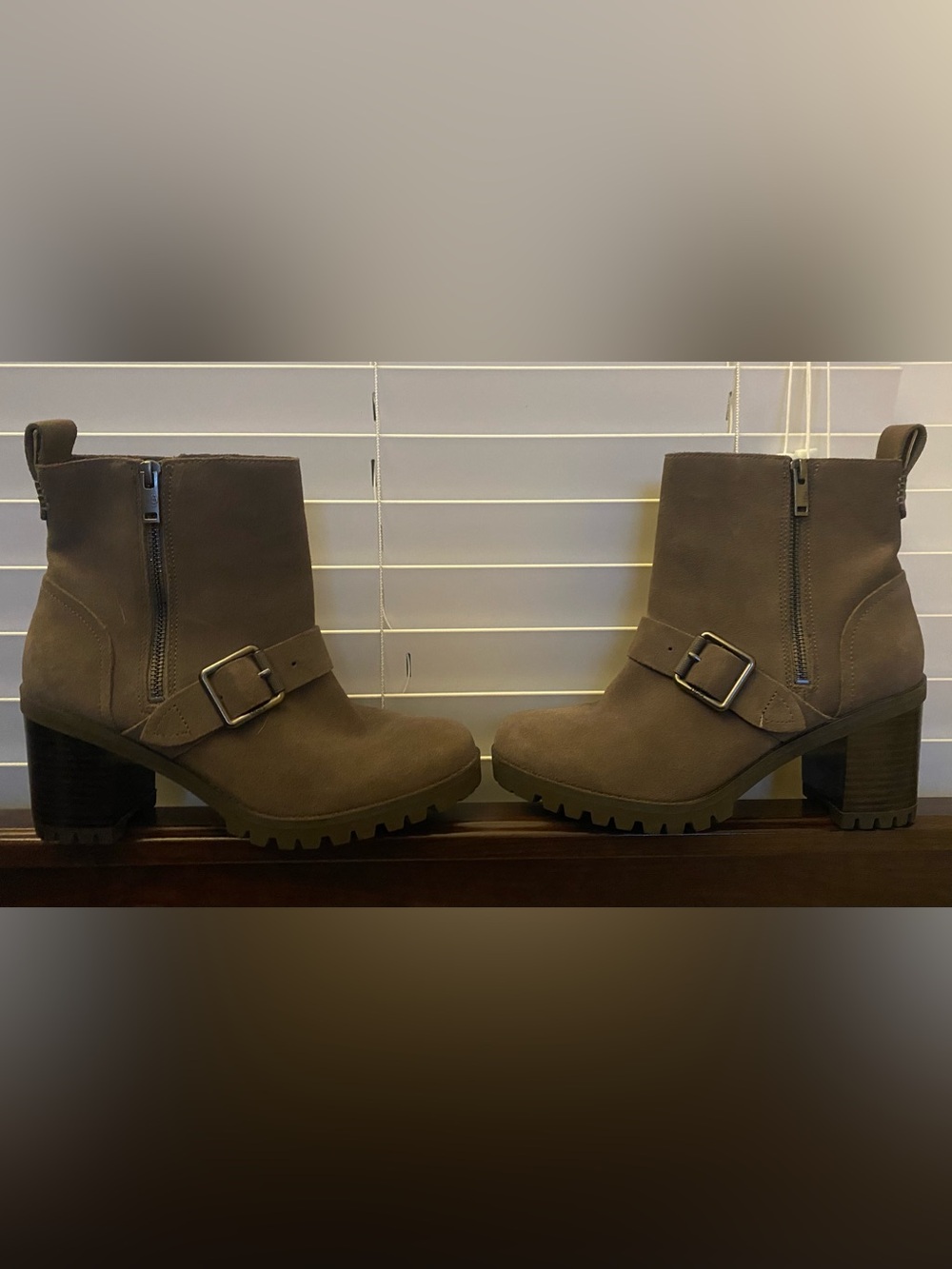 UGG GRAY Suede Buckle Ankle Boots